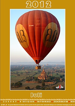Abenteuerkalender 2024 Balloons over Bagan, Hot Air Ballooning in Burma, Myanmar
